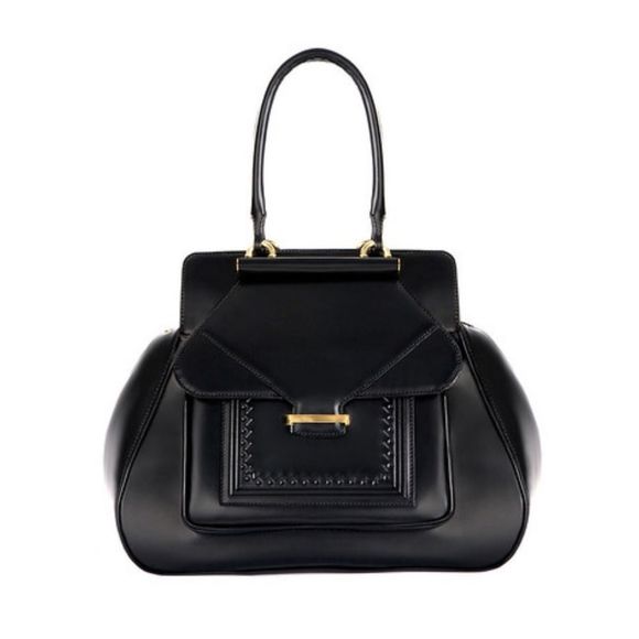 AEVHA London Hanbeau Embossed Structured Large Leather Doctor Satchel in Black - Picture 2 of 16